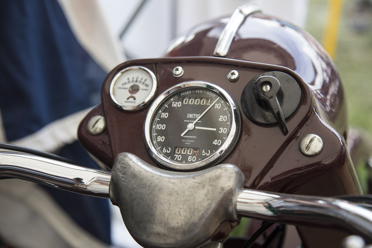 SMITHS speedometer on a 1956 Ariel Red Hunter NH350