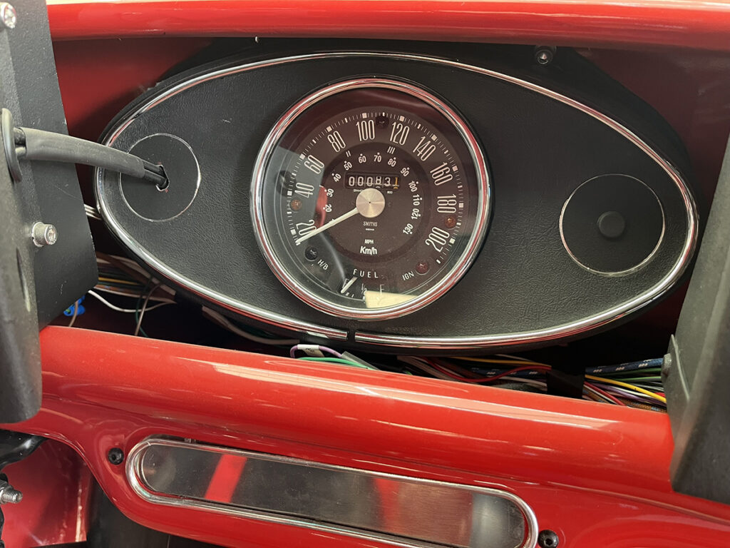 Speedometer in the 194 Monte Carlo Rally winning Mini Cooper S
